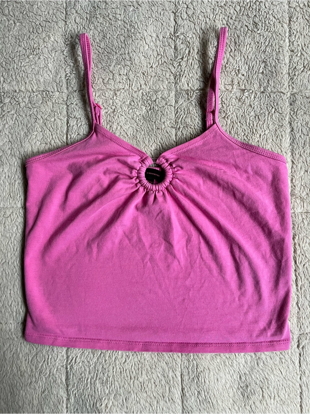Y2K NOBO Keyhole Ring Coquette Cropped Cami Tank Top Barbie Pink